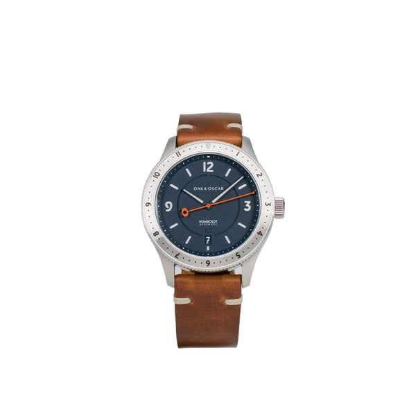 The Humboldt - Navy on Leather-Oak & Oscar